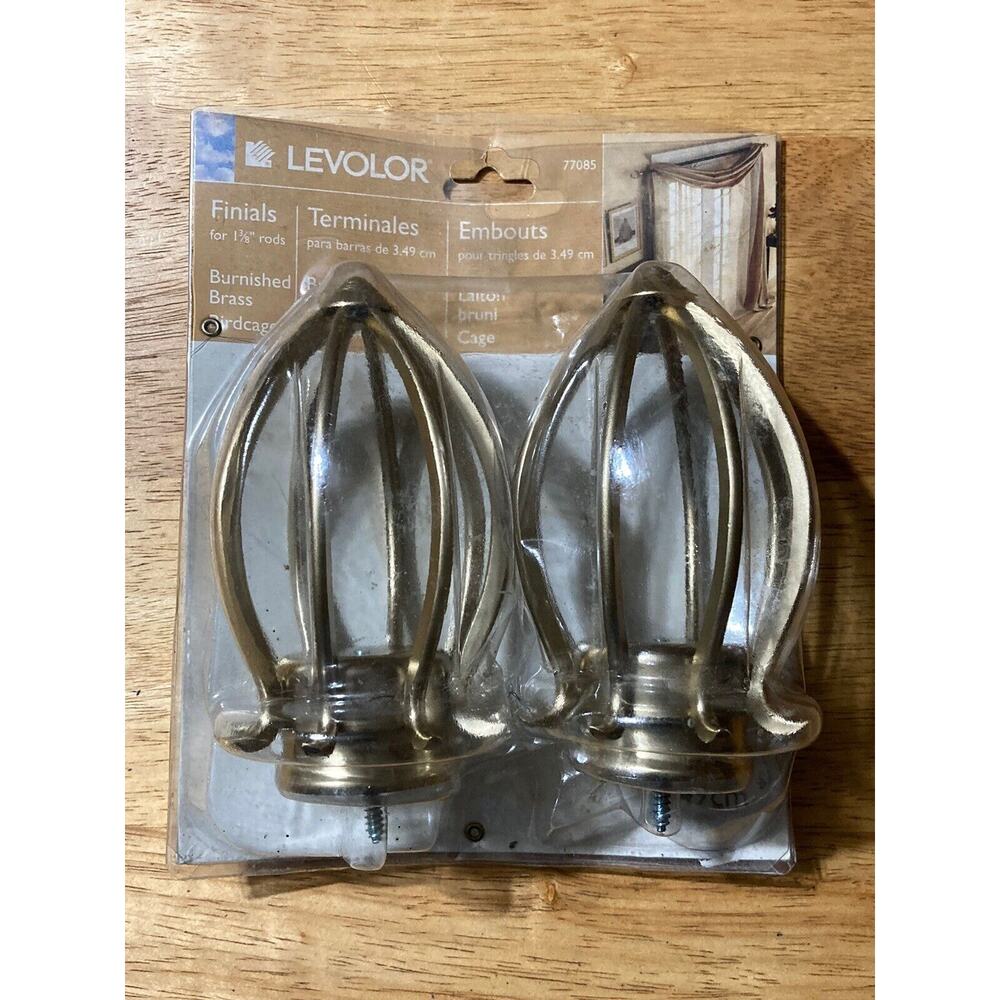 Levolor Curtain Rod Finials Brass Birdcage Design for 1-3/8" Rods 77085‎